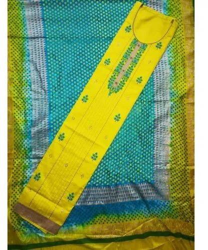Cotton Silk Unstitched Suit, Dupatta Length : 2.25m