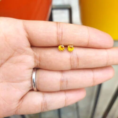 18k Natural Citrine Earrings, Occasion : Party Wear