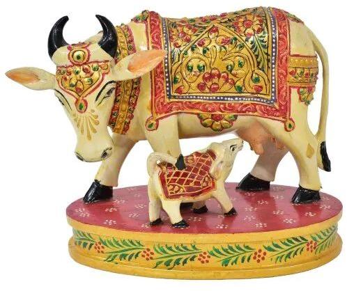 MultiColor Wooden Painted Cow, Size : 4, 5, 6, 8 Inches