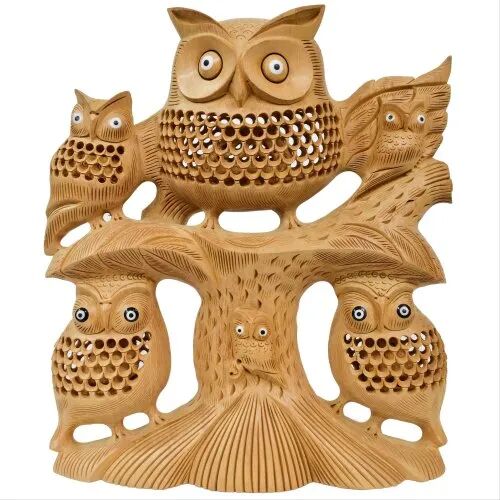 Wooden Undercut Tree Owl, Size : 6, 8, 10, 12 Inches