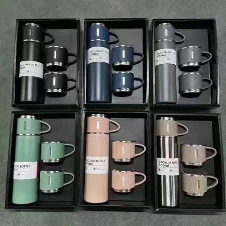 Multicolor Stainless Steel Vacuum Flask Set, For Maintain Liquid Tempreture, Pattern : Plain