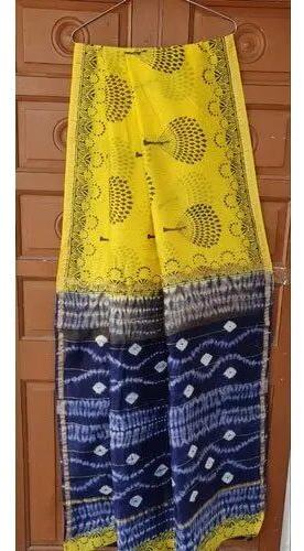 Handblock Printed Chanderi Silk Saree, Saree Length : 6.5 M