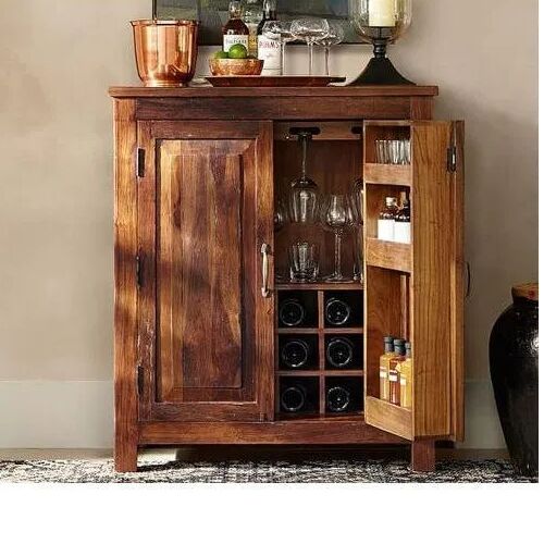 Wooden Bar Cabinet, Color : Brown