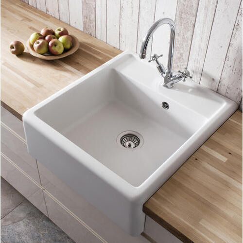 Square Ceramics Kitchen Sink, Color : White