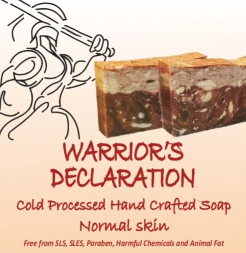 Samsara Natural Solid Rectangular Worrior Declaration Handmade Soap, For Bath, Packaging Type : Paper Box
