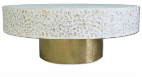 Luxurious White Mother Of Pearl Inlay Coffee Table From Tradnary