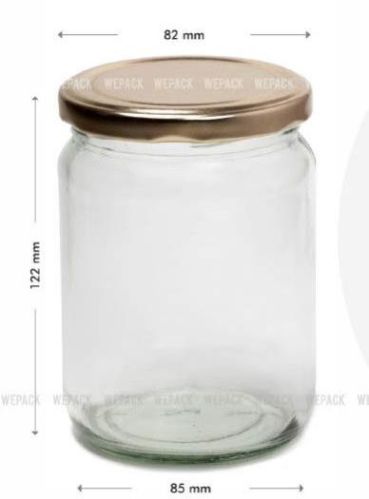 Clear 555ml Round Glass Jar, For Jam/caviar, Pattern : Plain