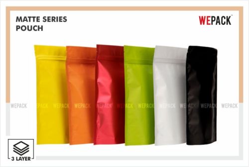 Plain Matte Stand Up Zipper Pouch For Food Packaging