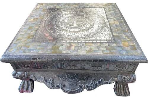 Wood Silver Pooja Chowki, Size : Small