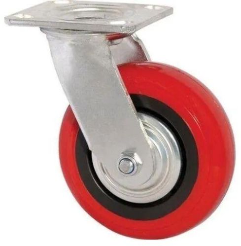 Red PU Caster Wheel, Wheel Size : 4 Inch