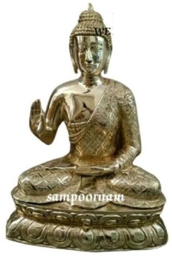 Sampoornam Brass Buddha Statue AR00278SF, For Temple, Color : Golden