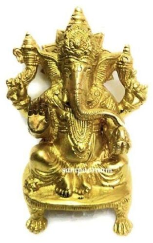 Sampoornam Carved Polished Brass Ganesha Statue AR0033NA