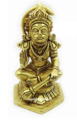 Sampoornam Carved Polished Brass Hanuman Statue AR0070SF
