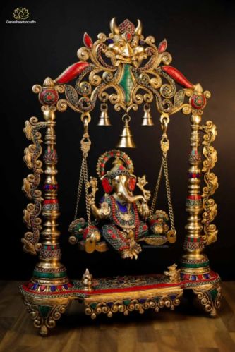 Brass Swing Chain Ganesh, Color : Multicolor
