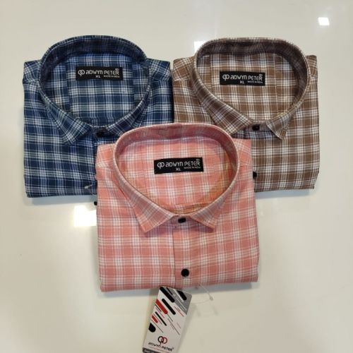 Checked Cotton Mens Office Wear Shirts, Size : L, XL, XXL