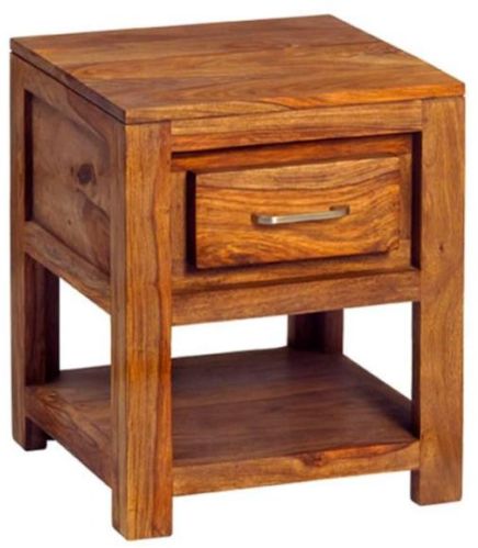 Square Polished Wooden Bedside Table, For Home, Color : Brown