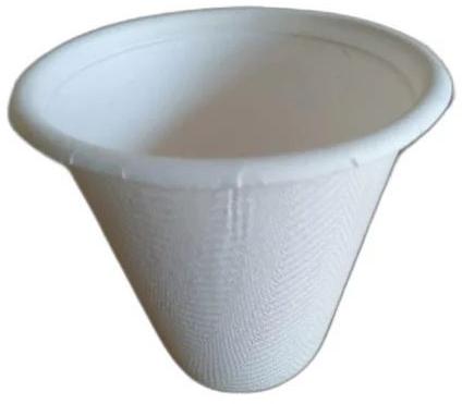 White Bleached Sugarcane Bagasse Disposable Glass, For Drinking Water, Size : Multisize