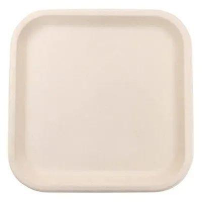 Round Square Natural Sugarcane Bagasse Disposable Plates, For Event Party Supplies, Pattern : Plain