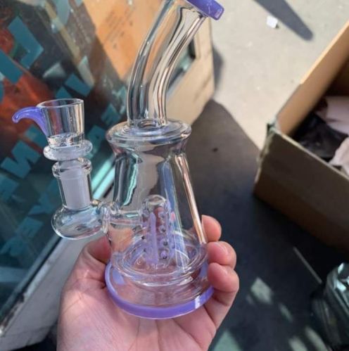 Polished Bend Shape Glass Bong, Color : Transparent