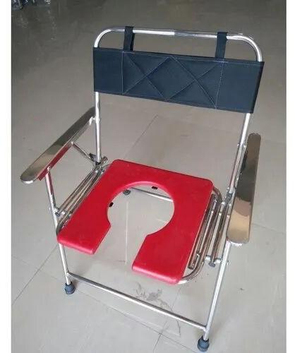 Stainless Steel Commode Chair, Color : Red