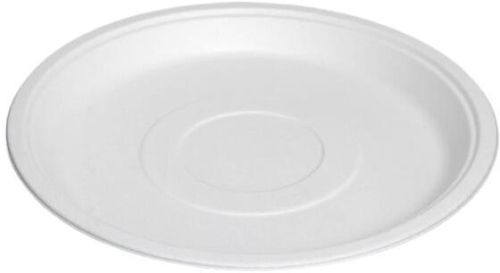 White 12 Inch Round Bagasse Plate, For Serving Food