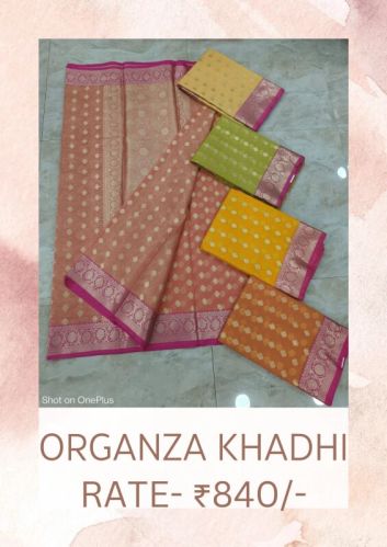Printed Khadi Organza Saree, Occasion : Party Wear