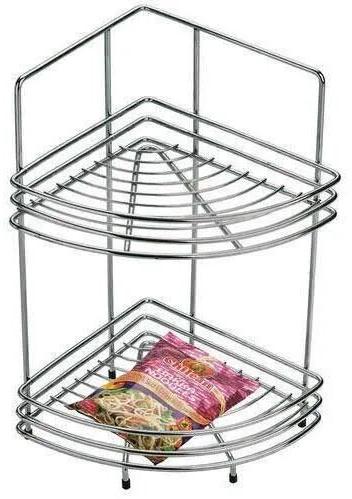 Stainless Steel Double Corner Basket, Color : Silver