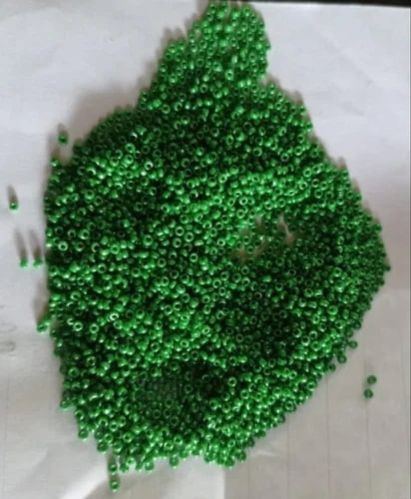 Dark Green Glass Beads, For Clothing, Jewelry, Rakhi, Garments Shoes, Pattern : Plain