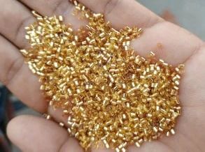 Golden Cut Glass Beads, For Clothing, Jewelry, Rakhi, Garments Shoes, Pattern : Plain