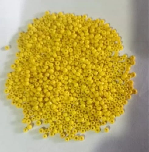 Opaque Yellow Glass Beads, For Clothing, Jewelry, Rakhi, Garments Shoes, Pattern : Plain