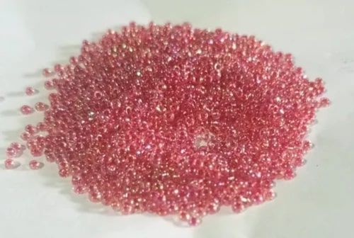 Pink Round Glass Beads, For Clothing, Jewelry, Rakhi, Garments Shoes, Pattern : Plain