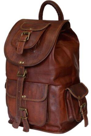 Plain Leather Backpack, Color : Multicolor