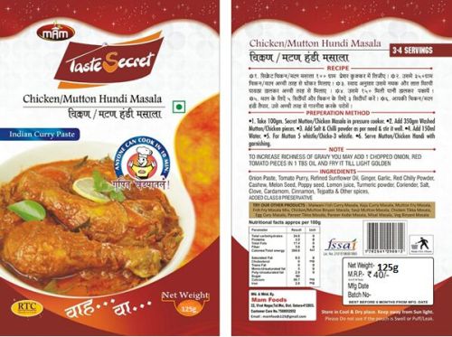 Blended Chicken/Mutton Handi Masala, For Cooking, Certification : FSSAI Certified