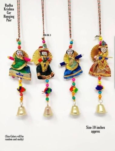 Color Coated Printed Radha Krishna Car Hanging, Size : 10 Inches