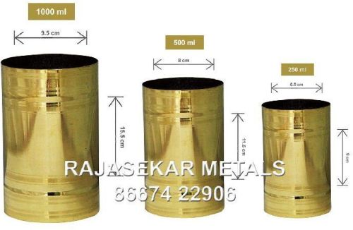 Golden Rice Grains Measuring Pot - Brass, Shape : Cylinder