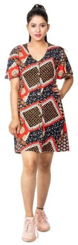 Rayon Ladies Printed Short Dress, Size : M, XL