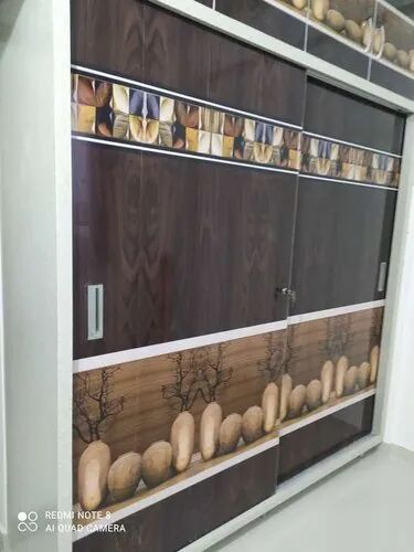 Brown Sliding PVC Wardrobe