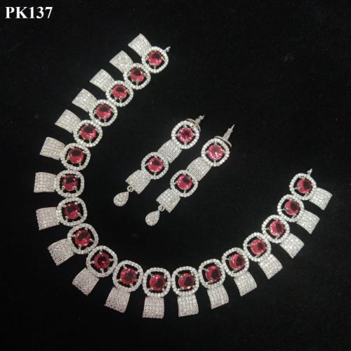 PRIME KUNDAN Polished AD Necklace Set, Gender : FEMALE