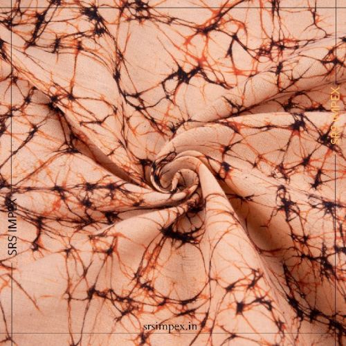 Abstract Peach Batiks Khadi Cotton Fabric - Hand Printed