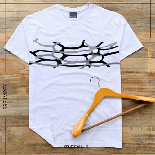 Srs Impex Printed Cotton Round Neck Tshirts, Size : L, M, XL, XXL