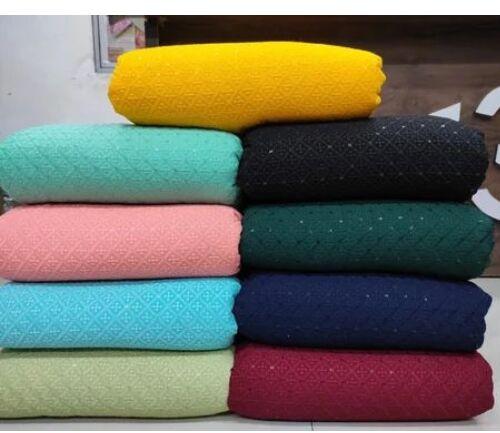 Embroidery Rayon Embroidered Fabric, Packaging Size : 20 Meter