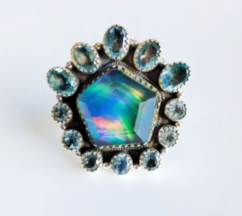 Aurora Opal Handmade Ring, Feature : Unique Designs, Light Weight, Durable