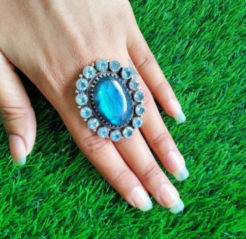 Blue Topaz Cluster Ring