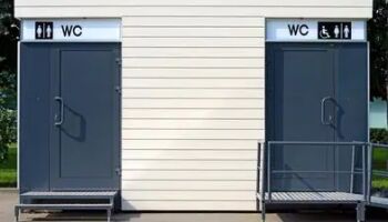 Rectangular Polished Mild Steel Portable Toilets Cabin, Size : Standard