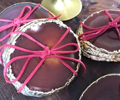 Cyrus Red and Copper Coaster, Pattern : Plain