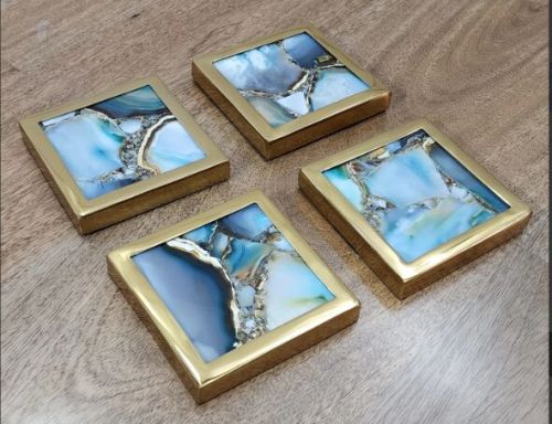 Square Even Blue Smoky Quartz Coaster