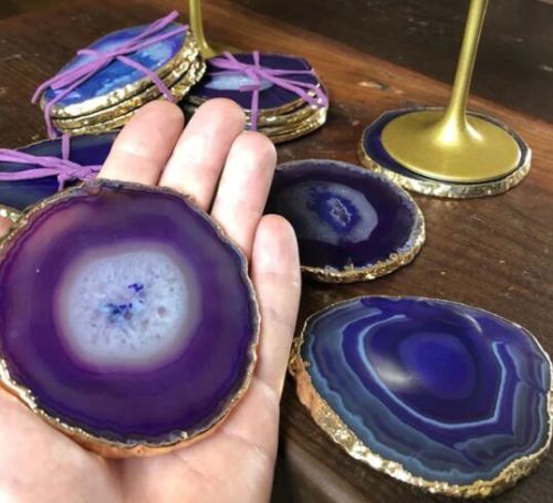 Round Kameron Purple Marble Coaster