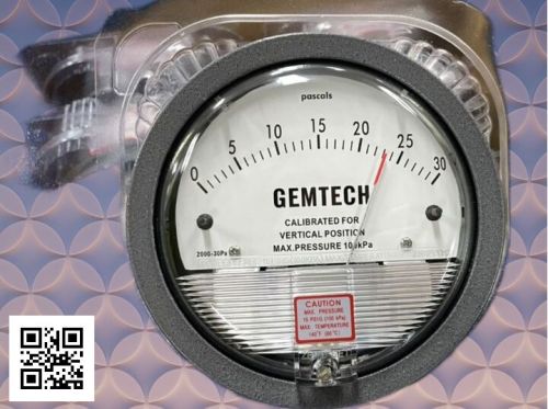 GEMTECH Magnehelic Gauge Range 30-0-30 Pascals, Size : 4 Inch / 100 Mm