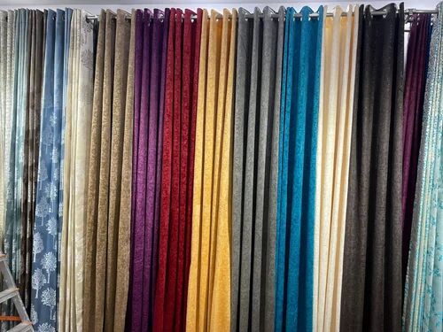 Velvet Floral Designer Curtain, Color : Multicolor