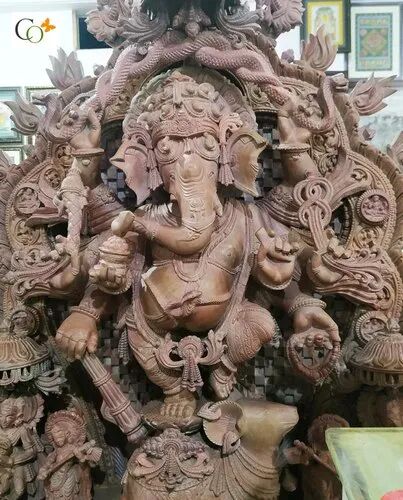 Pink Redstone Ganesha Statue, For Interior Decor, Packaging Type : Plywood Box